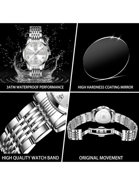 Women\'s All Silver Diamond Adjustable Strap Stainless Steel Luxury Wrist Watch main image 5